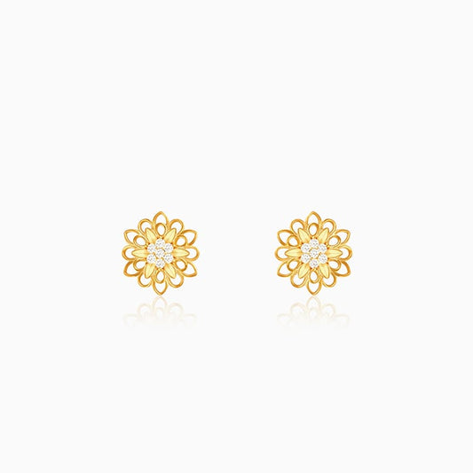 Golden Blooming Flower Stud Earrings